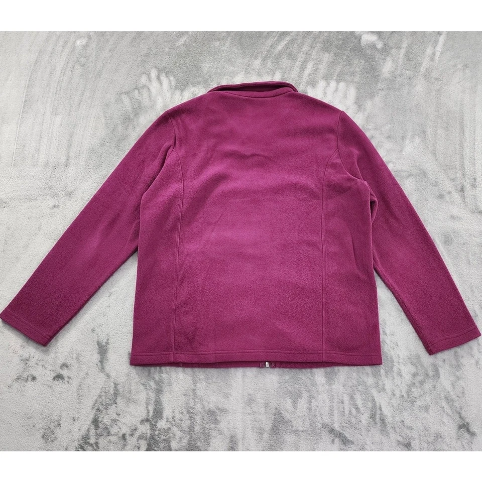 Lands' End Fleece Full Zip Front Jacket Size M/P Pink Fuchsia Pockets Soft Warm - Image 2 of 4