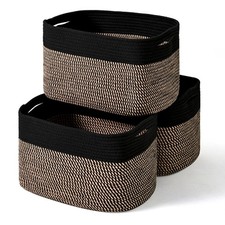 Storage Baskets for Organizing Shelves Toy Basket for Kid's Room Woven Cotton...