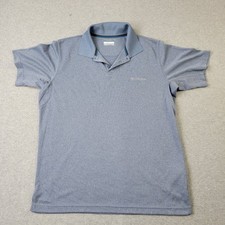 Columbia Omni-Shade Polo Mens Large Performance Light Blue Logo Shirt