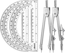 2 Set Protractor and Compass Set, Student Geometry Math Set Drawing Compass And