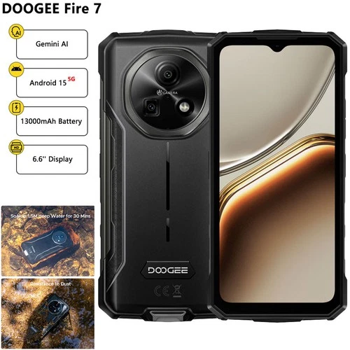 Global DOOGEE FIRE 7 5G 4G AI Rugged Phone Android 15 Waterproof Mobile 13000mAh