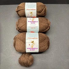 Lot of 3, Red Heart Stitch Nation Debbie Stoller, Washable Ewe Yarn Brown Wool