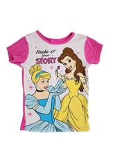 Disney Princess Pink White Tshirt Belle Cinderella Size 8 Pajama Top