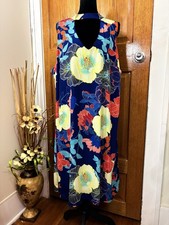Luxology Size 22 Blue Floral Sleeveless Maxi Dress Keyhole Back Plus Size
