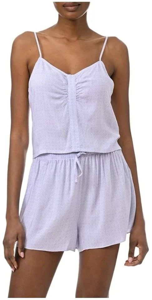 Espléndido para mujer 3 piezas Conjunto de bata, camiseta sin mangas y pantalones cortos para dormir - pétalo y punto Geo M Foto 2 de 4