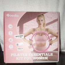 Hloedia Women Pink Pilates Ring Set with Yoga Strap  Training Manual