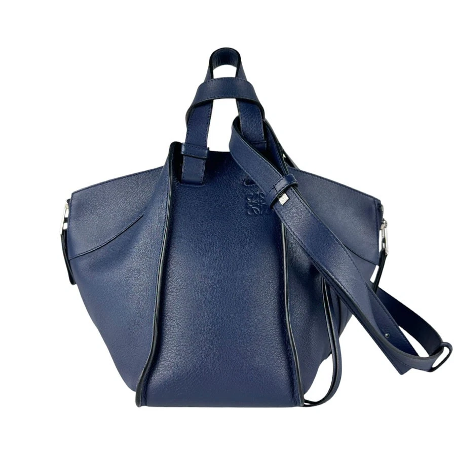 Loewe — Auth LOEWE Hammock Handbag Shoulder Bag Navy Leather/Silvertone - z9792