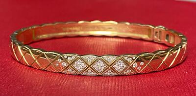 Genuine CHANEL Coco Crush 18K Yellow Gold & Diamond Bracelet Size L