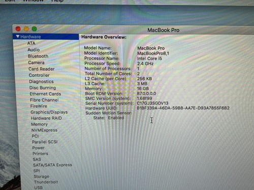 Apple MacBook Pro A1278 13" Late 2011 i5 4GB Ram 256GB SSD High Sierra Laptop - Afbeelding 6 van 17