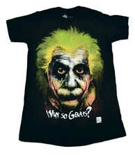 Get Down Art GDA Mens Albert Einstein Why So Genius? Joker Shirt New S, L, 2XL