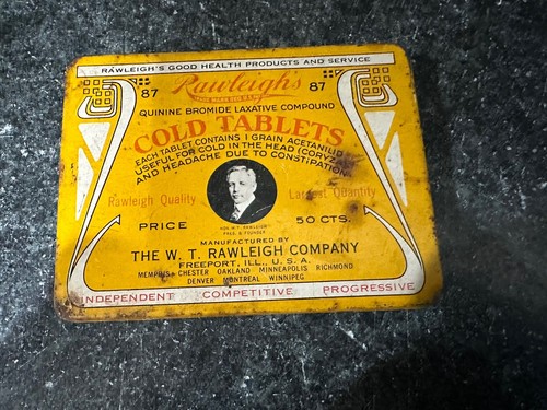Vintage W.T. Rawleigh's Cold Tabletten Dose leer