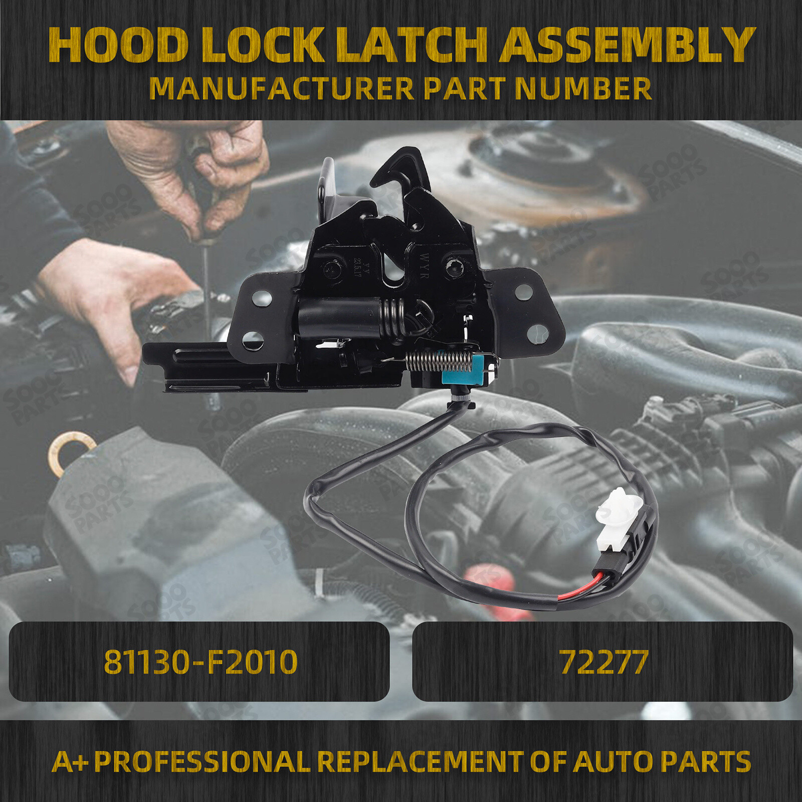 Hood Lock Latch Assembly for 2017-2018 Hyundai Elantra Sedan 2.0L 81130F2010