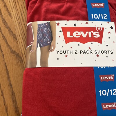 Levi's Youth Girls 2 Pack Shorts Gray/Navy Patriotic Logo MSRP $36