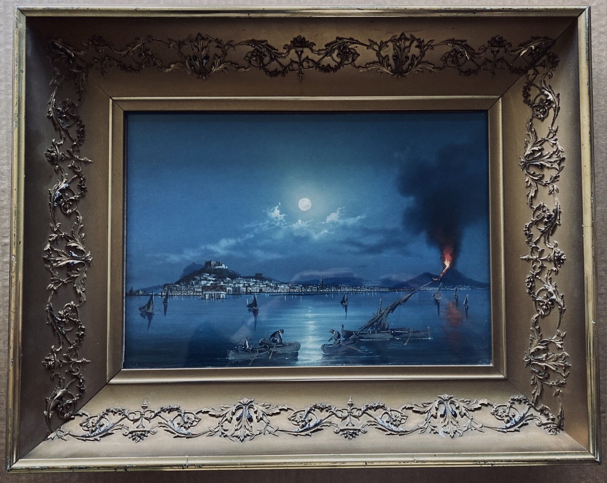Antique Gouache - Augusto Corelli (Attr.) - Naples & Vesuvius