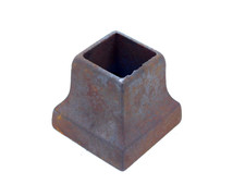 RUSTED CAST IRON - 1" Square Wrought Iron Baluster Spindle Shoe Base Bracket SI