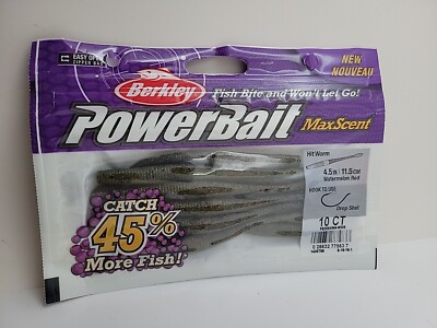 Berkley PowerBait MaxScent Hit Worm 1/2 inch Bass Fishing Watermelon Red  10pk