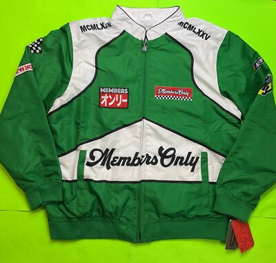 MEMBERS ONLY Sport Men s Team Racing Windbreaker Jacket XL Green w/Red,White NEW