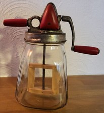 Antik Butterfass Handkurbel Farm Masters Tulip-Glas & Metall