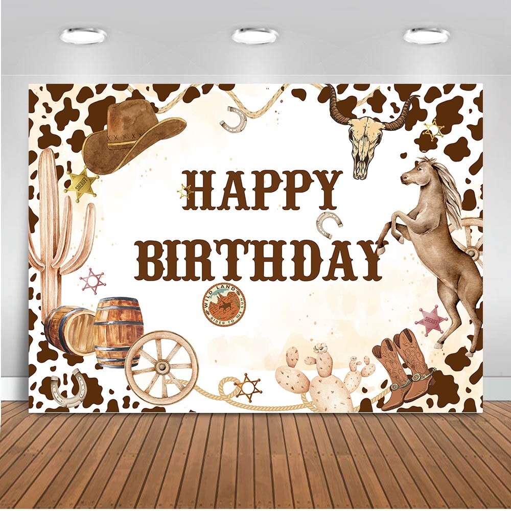 Happy Birthday Cowgirl Cowgirl Birthday Backdrop 7 X 5 Ft Wid West
