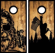 KT Cornhole Wood Wraps Sasquatch Big Foot American Flag laminated Cornhole Vinyl