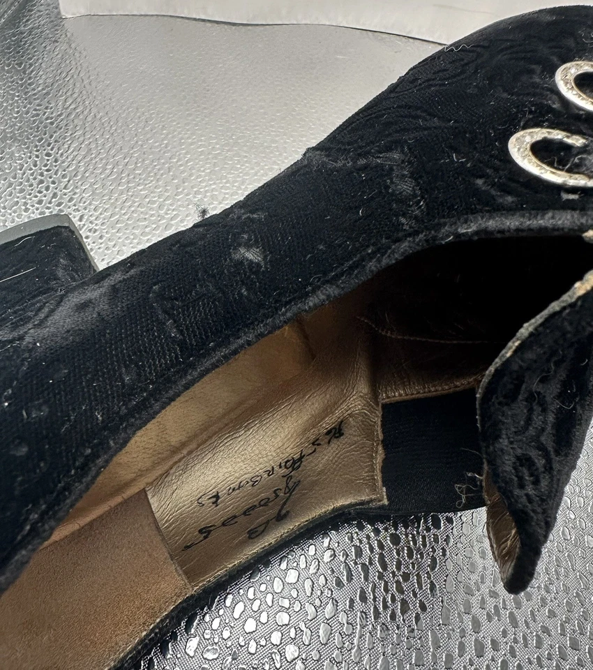 BOMBA DE TERCIOPELO NEGRO ANDREW GELLER VINTAGE PARA DAMA CON ANILLOS DE ESTRÁS CUERO 7 Foto 3 de 4