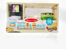 Melissa & Doug Wooden Slice & Stack Sandwich Counter DAMAGED PACKAGING