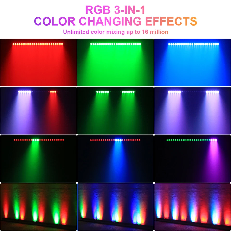 24LED Waterproof Wall Wash Light 192W DMX RGB Chase Light DJ Bar Club Lighting - Image 2 of 4