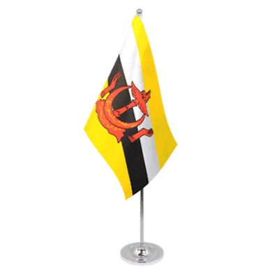 Brunei Satin & Chrome Premium Table Flag 
