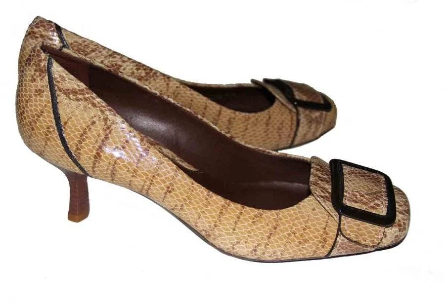 NUEVO Zapatos Cole Haan Tacones Cuero Marrón Tostado Patrón Piel de Serpiente Para Mujer Talla 6.5 B Foto 3 de 4