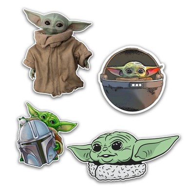 Star Wars The Mandalorian – The Child (Baby Yoda) Abziehbilder Set – 4 Blatt Aufkleber, Offiziell Lizenziert