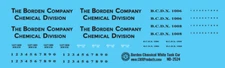 N Scale - Borden Chemical White Tank Car Decals