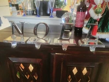 Weighted Metal NOEL Christmas Stocking Hangers - 4 Pcs