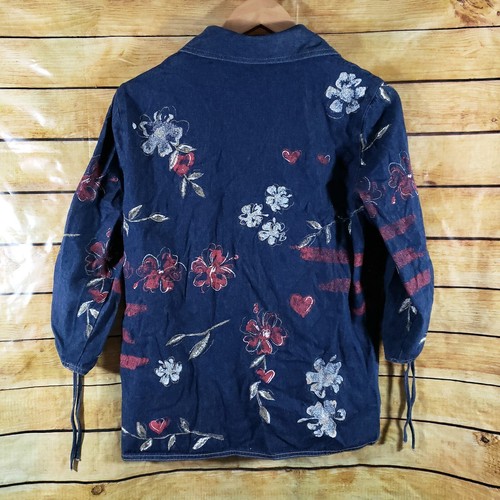 Women's Lightweight Denim Jacket City Blues by Koret Size S Button Up 3/4 Sleeve - Picture 2 of 6