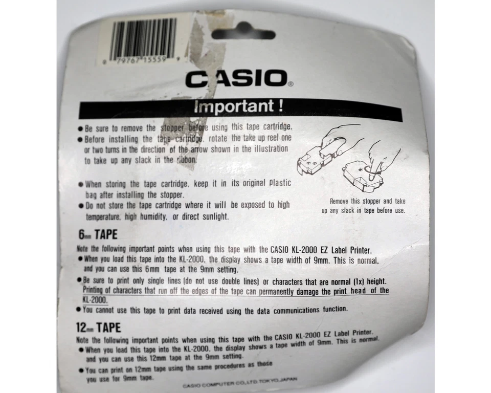  CASIO EZ-LABEL IR-18XS Printer Tape 18mm (3/4") CLEAR Tape BLACK Ink, 1pcs. - Image 2 of 2