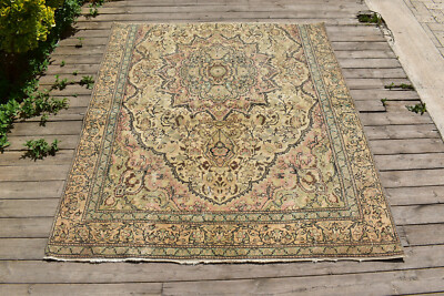 Türkischer Teppich 64 Zoll x 55 Zoll Bunyan Carpet Vintage 165 x 140 cm Blume...