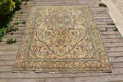 Tapis Turc 64''x55'' Bunyan Carpet Vintage 165x140cm Floral Decor Rug 5x4 - Photo 1/4