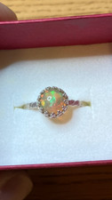  63B-1.25ct Genuine Ethiopian Opal set in a 925 Sterling Silver Size 7.5 Ring