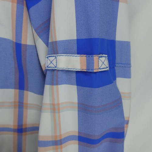 NEW Columbia PFG Women's Blue Medium Super Bahama Plaid Roll Tab Sleeve Shirt  - Picture 5 of 14