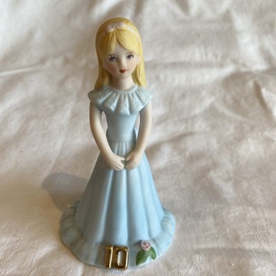 Enesco Growing Up 10th Birthday Girl Blonde Porcelain Figurine '81, 5.5 Tall