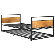 Pull-out Bed Frame Black Metal Base Bedroom Furniture Single vidaXL
