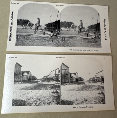 Vintage Old West Stereoview Cards Buffalo Bill Cheyenne Wyoming Lot 2 1970s
