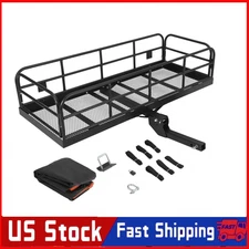 500LBs Heavy Duty Foldable Trailer Hitch Cargo Carrier 60x24x14" Auto Cargo Rack