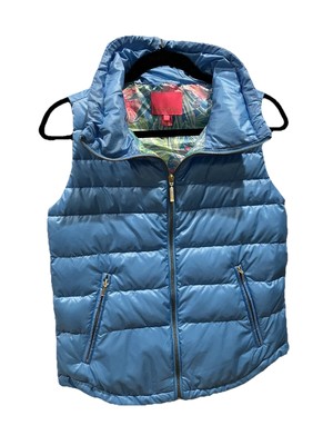 $178 Lilly Pulitzer Palm Paradise Puffer Vest Zanzibar Blue Size S