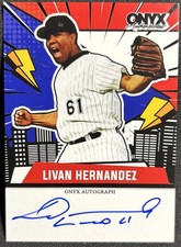 2024 Onyx Authenticated Livan Hernandez Blue Ink Auto Marlins