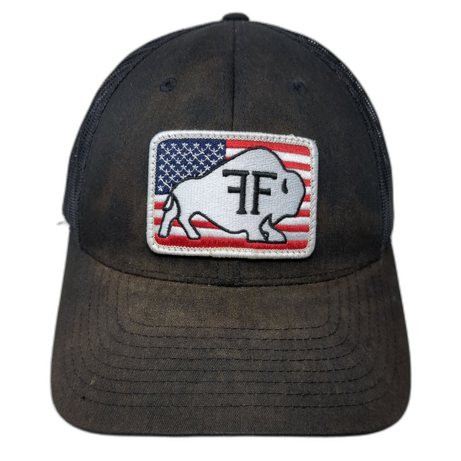 Bison Flag Patch Snapback Mesh Back Trucker Hat B… - image 1