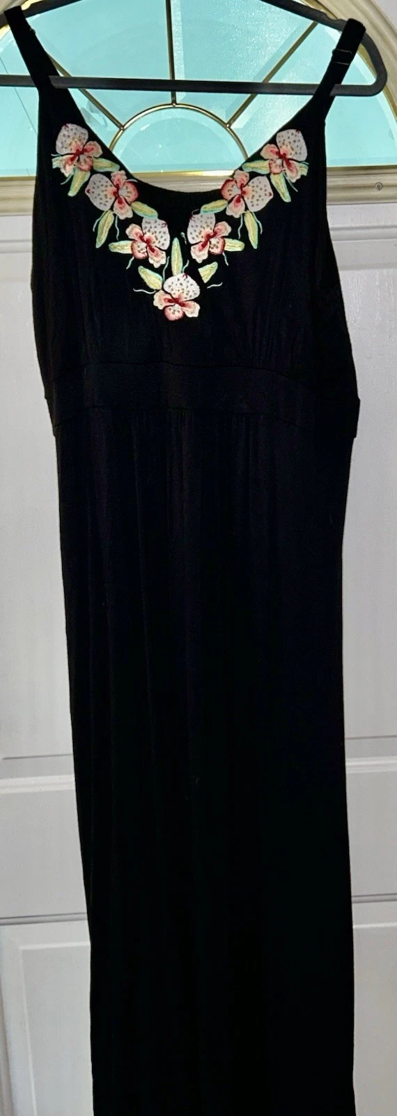 VETEMENTS American rag Cil 3X womens black maxi dress embroidered floral enhancement bust