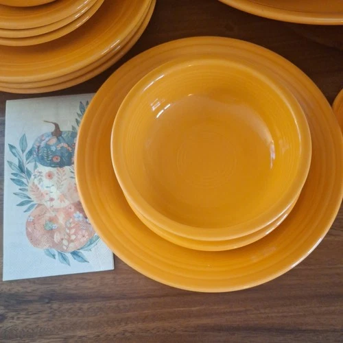 Tangerine Fiestaware 4 Place Settings ■ Oval Serving Platter •Plates• Bowls•Cups