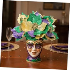 9 Pcs 8'' Mardi Gras Flowers Mardi Gras Poinsettia Purple Gold Mixed Colors