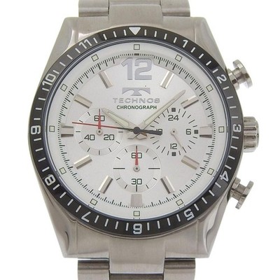 Technos T-1019 SS Quartz Chronograph Watch White Dial
