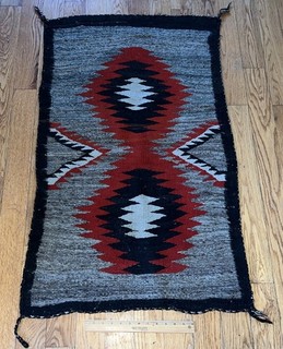Antique Early Navajo Native American Indian Wool Blanket Rug